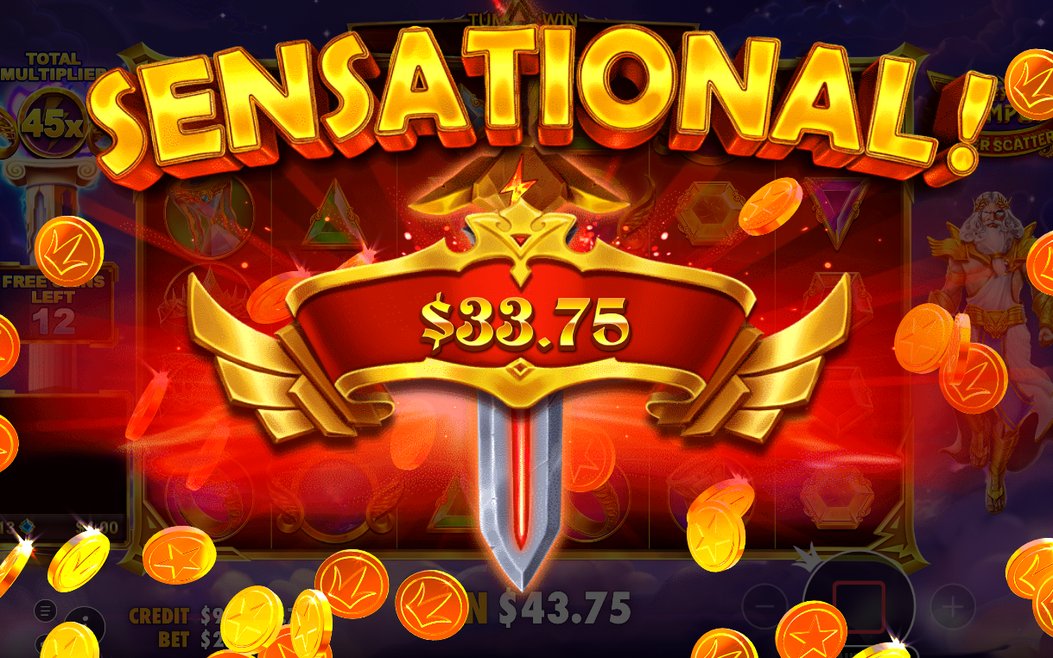 Free Spins screen with the spin count and multiplier total